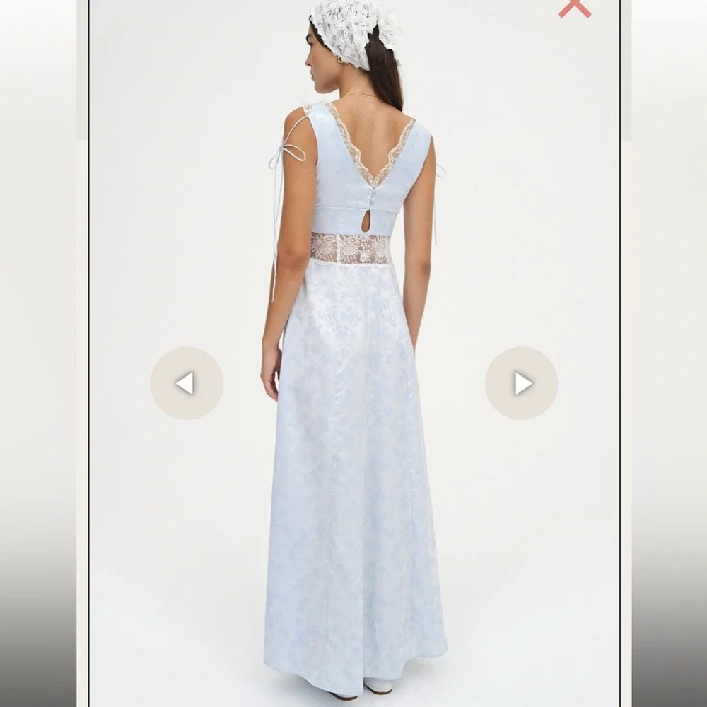 For Love And Lemons Blue Maxi Gown with Slits - Picture 2 of 6